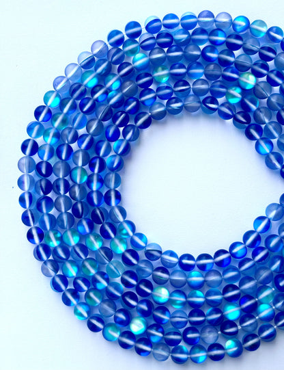 Matte Royal Blue Aura Quartz Beads