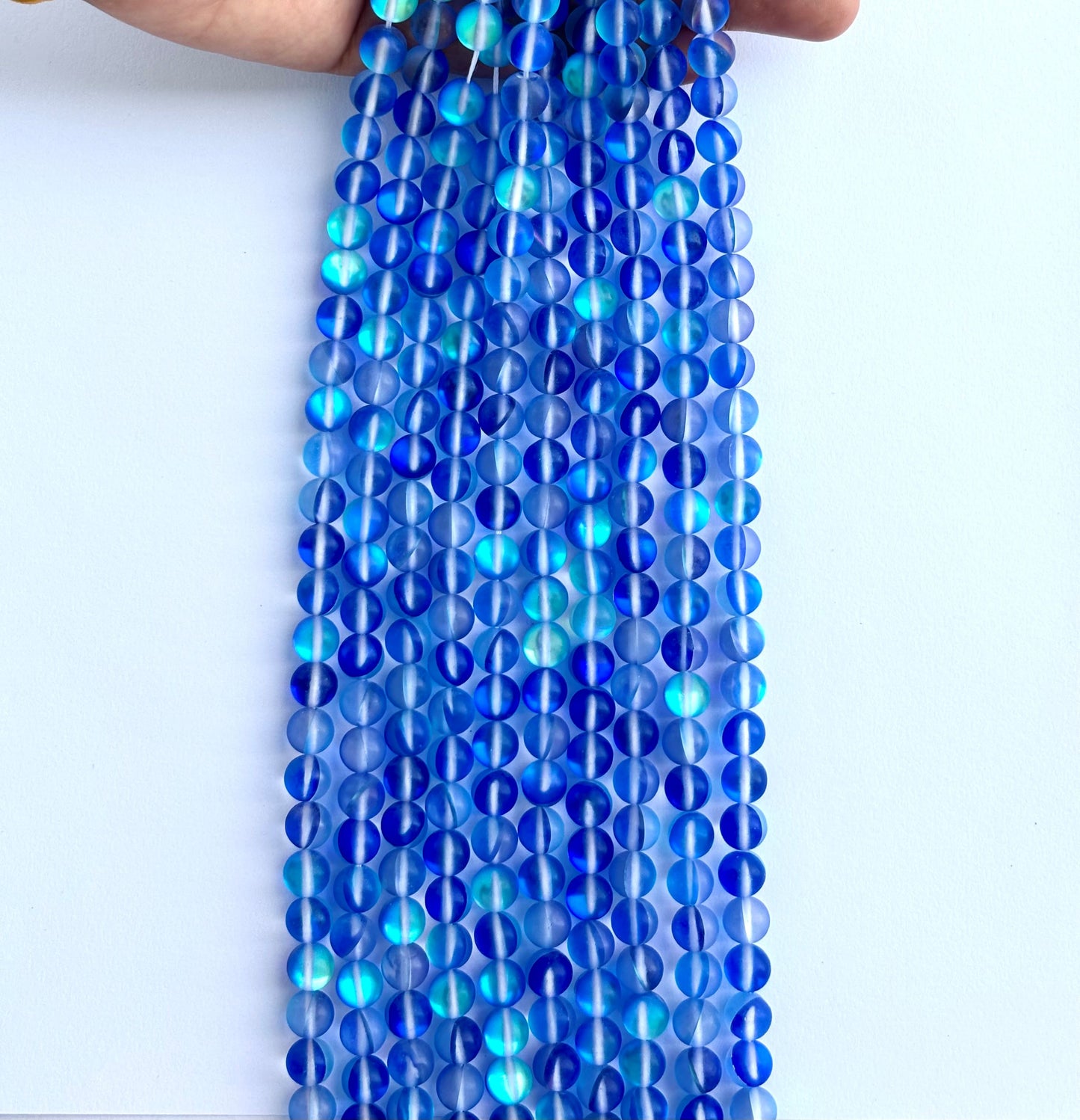 Matte Royal Blue Aura Quartz Beads