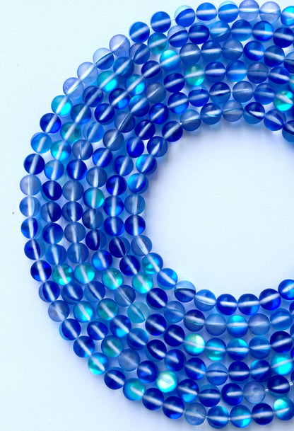 Matte Royal Blue Aura Quartz Beads