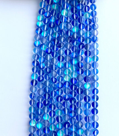 Matte Royal Blue Aura Quartz Beads