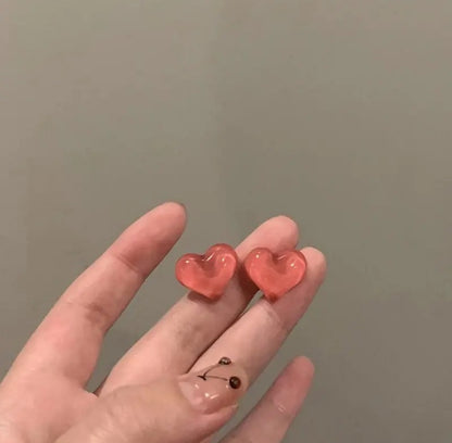 Pink Heart Stud Earrings