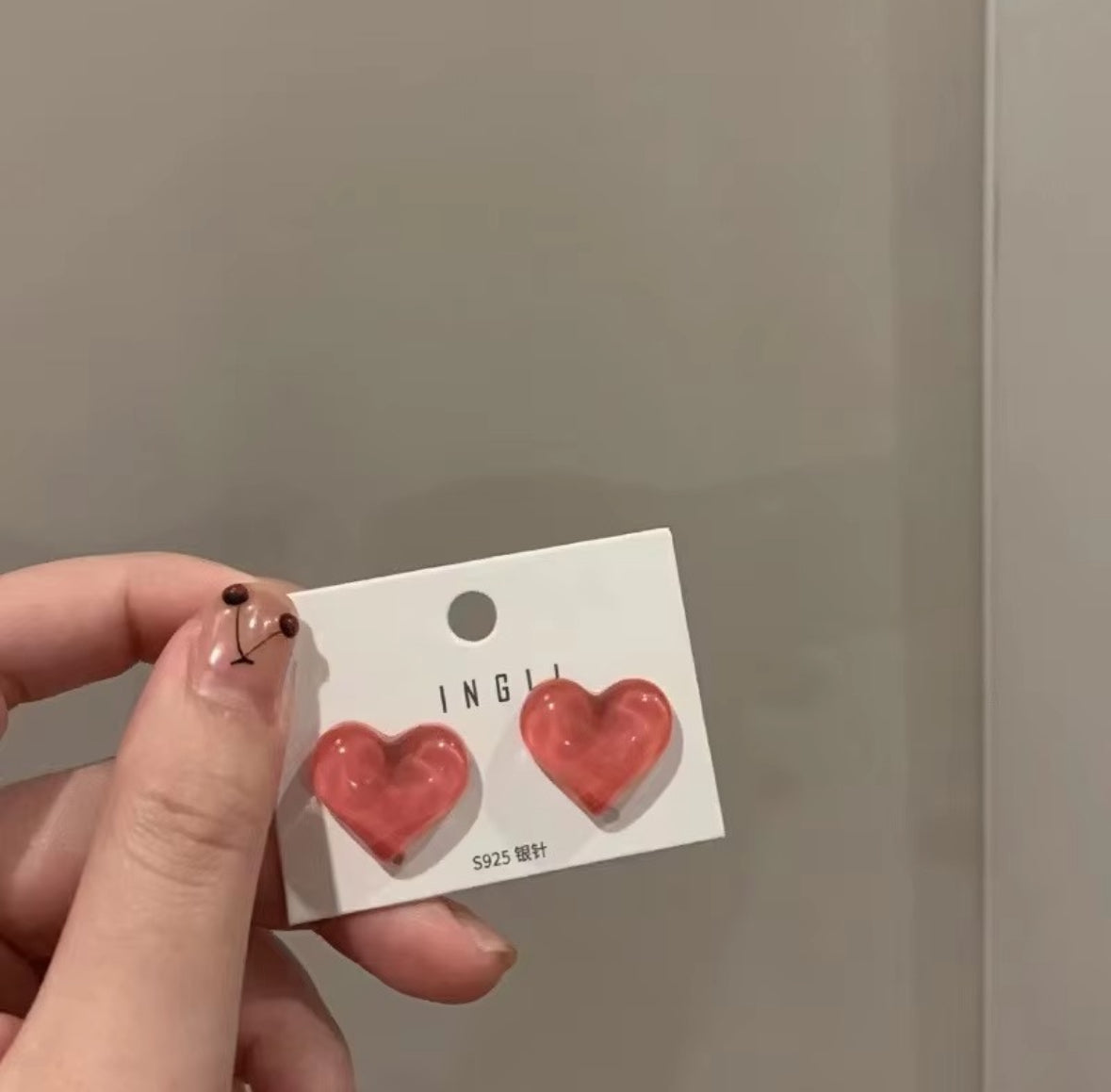 Pink Heart Stud Earrings