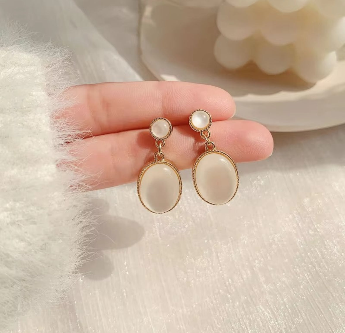 Opalite Oval Drop Earrings