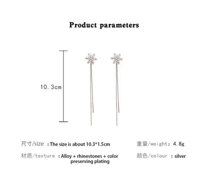 Crystal Snowflake Tassel Earrings