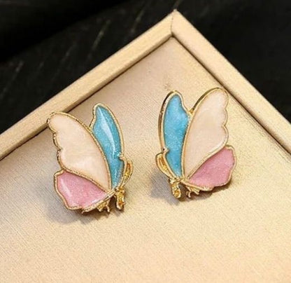 Colorful Enamel Butterfly Stud Earrings