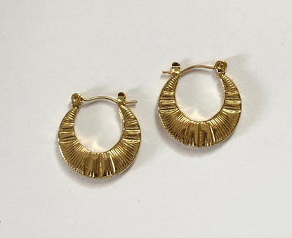 Textured Gold Round Hoop Earrings