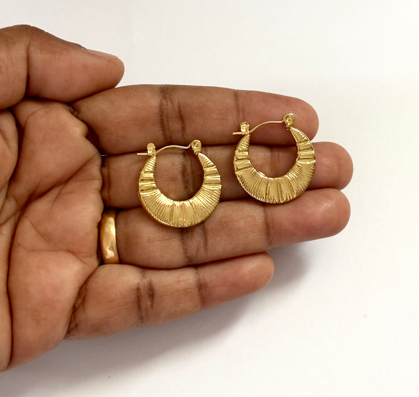 Textured Gold Round Hoop Earrings