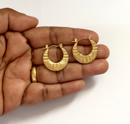 Textured Gold Round Hoop Earrings
