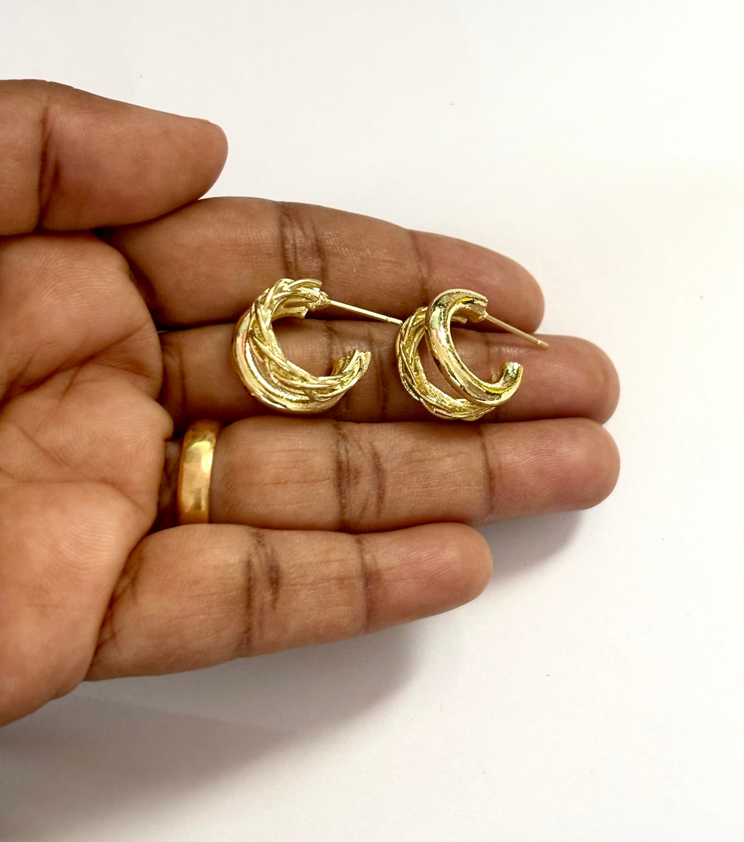 Chunky Gold Woven Hoop Earrings
