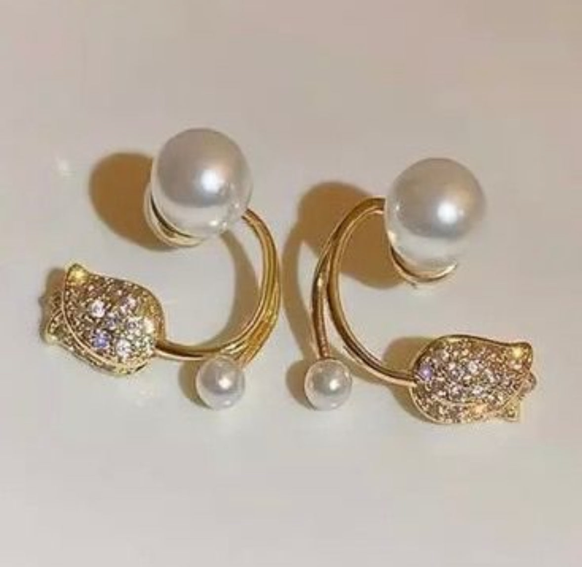 Pearl and Crystal Ear Jacket Earrings