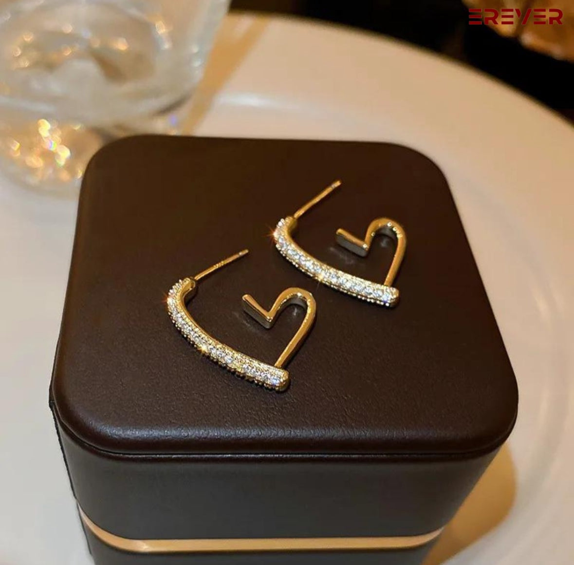 Crystal Pave Heart Hoop Earrings