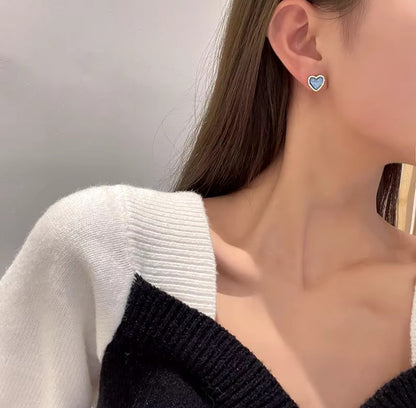 Blue Heart Stud Earrings