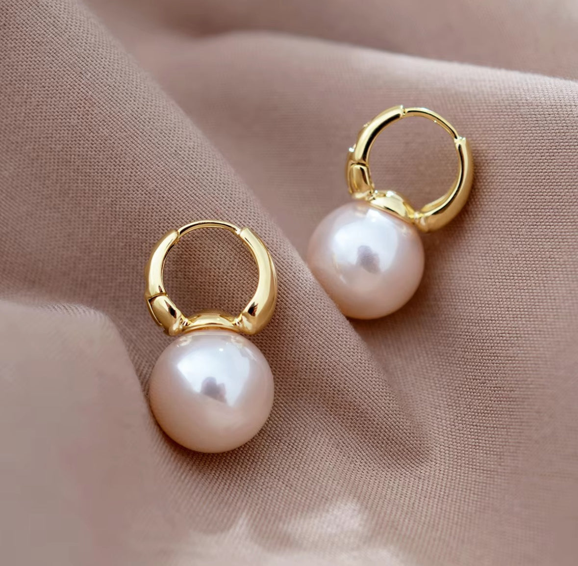 Classic Pearl Drop Hoop Earrings