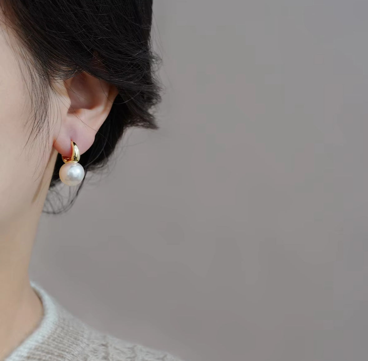Classic Pearl Drop Hoop Earrings