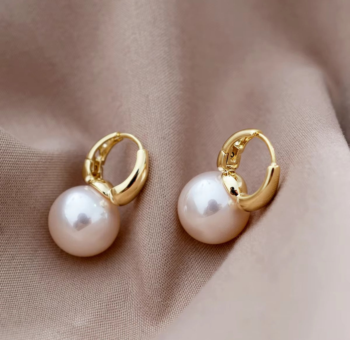 Classic Pearl Drop Hoop Earrings