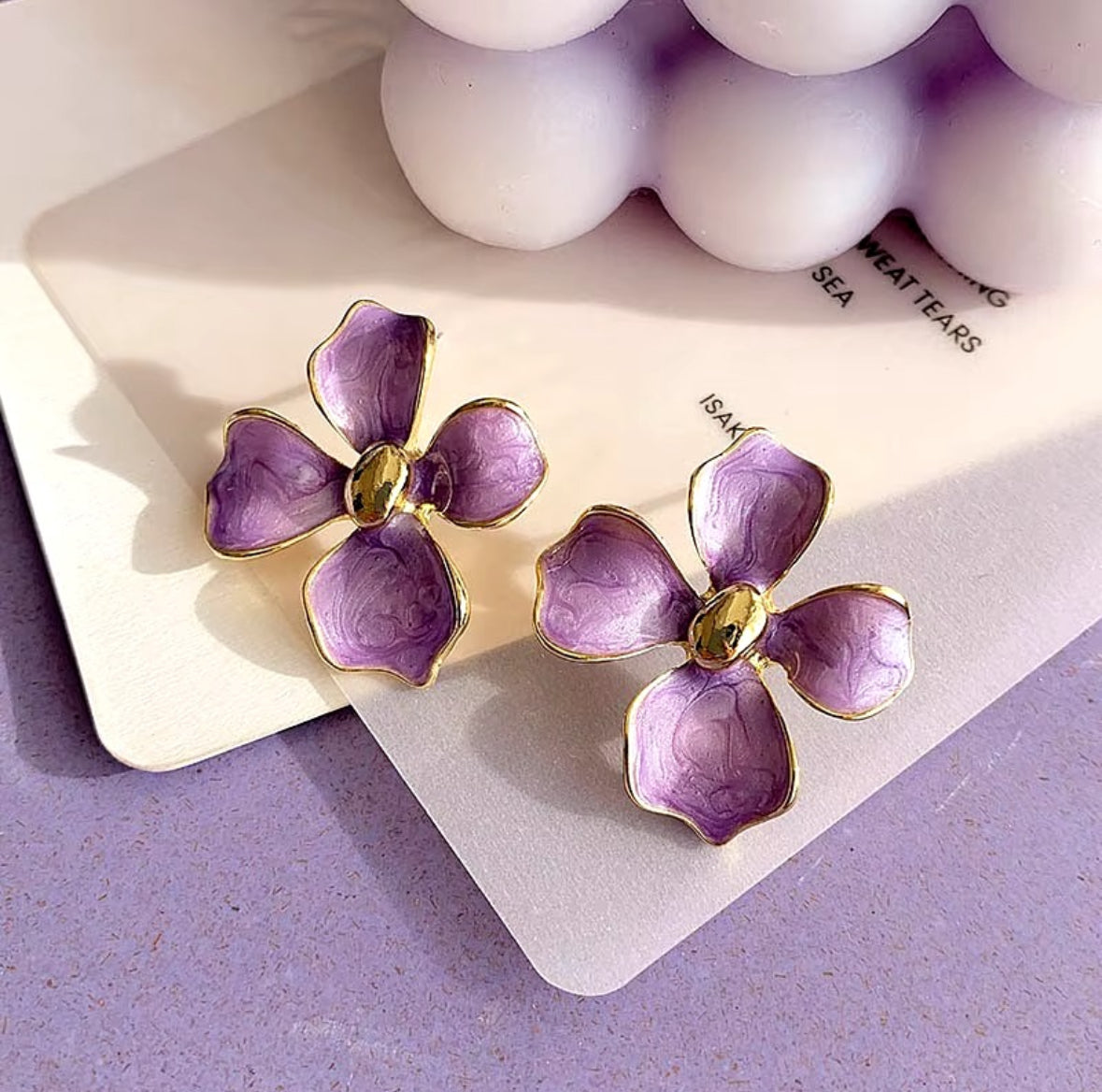 Lilac Flower Stud Earrings