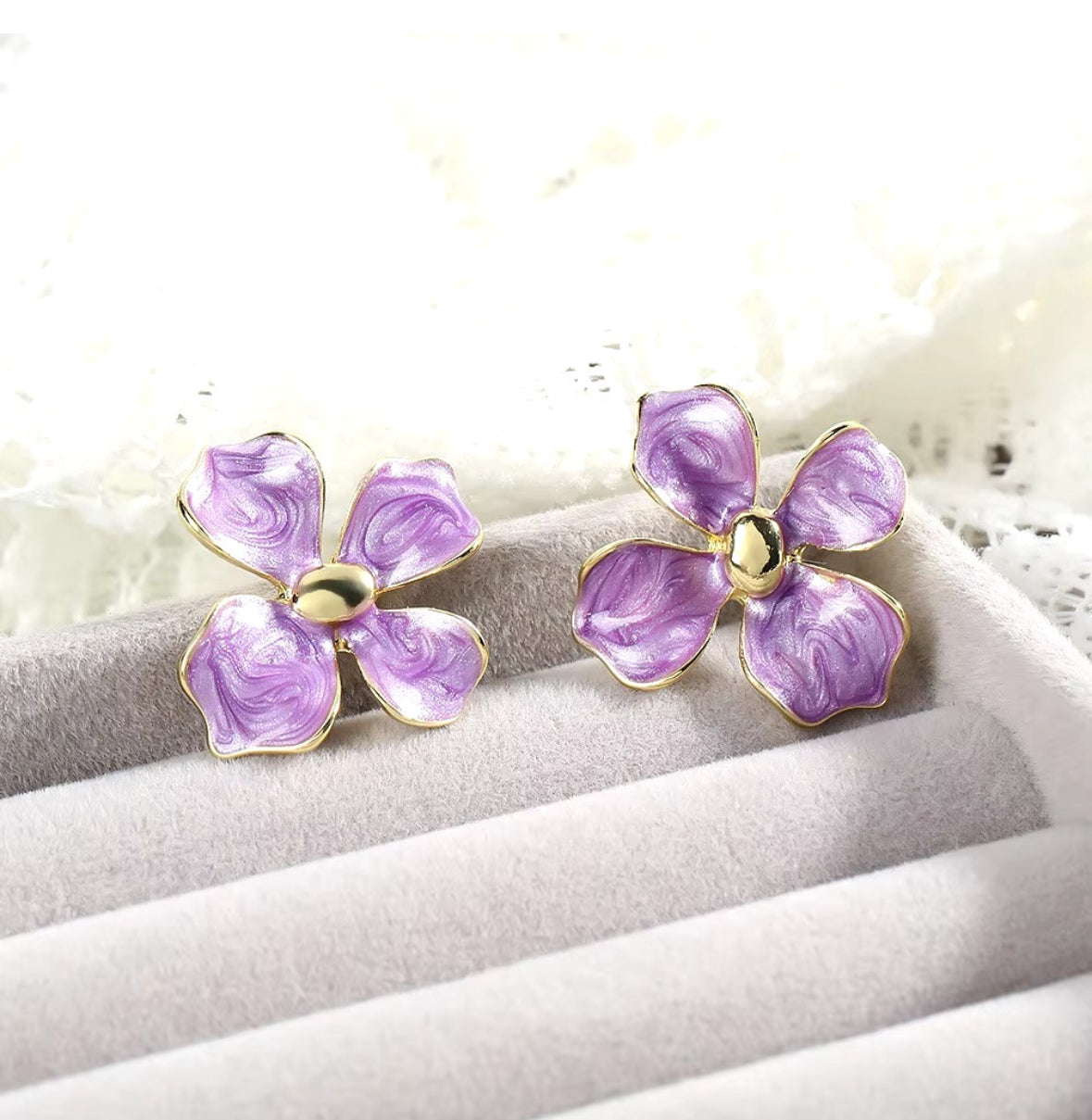 Lilac Flower Stud Earrings