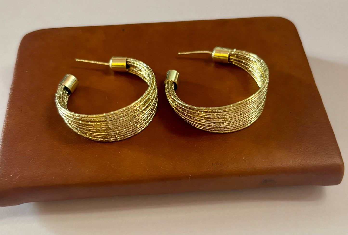 Light Gold Textured Hoop Earrings