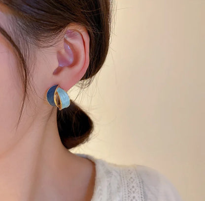 Abstract Blue & Green Knot Stud Earrings