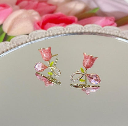 Pink Tulip Stud Earrings