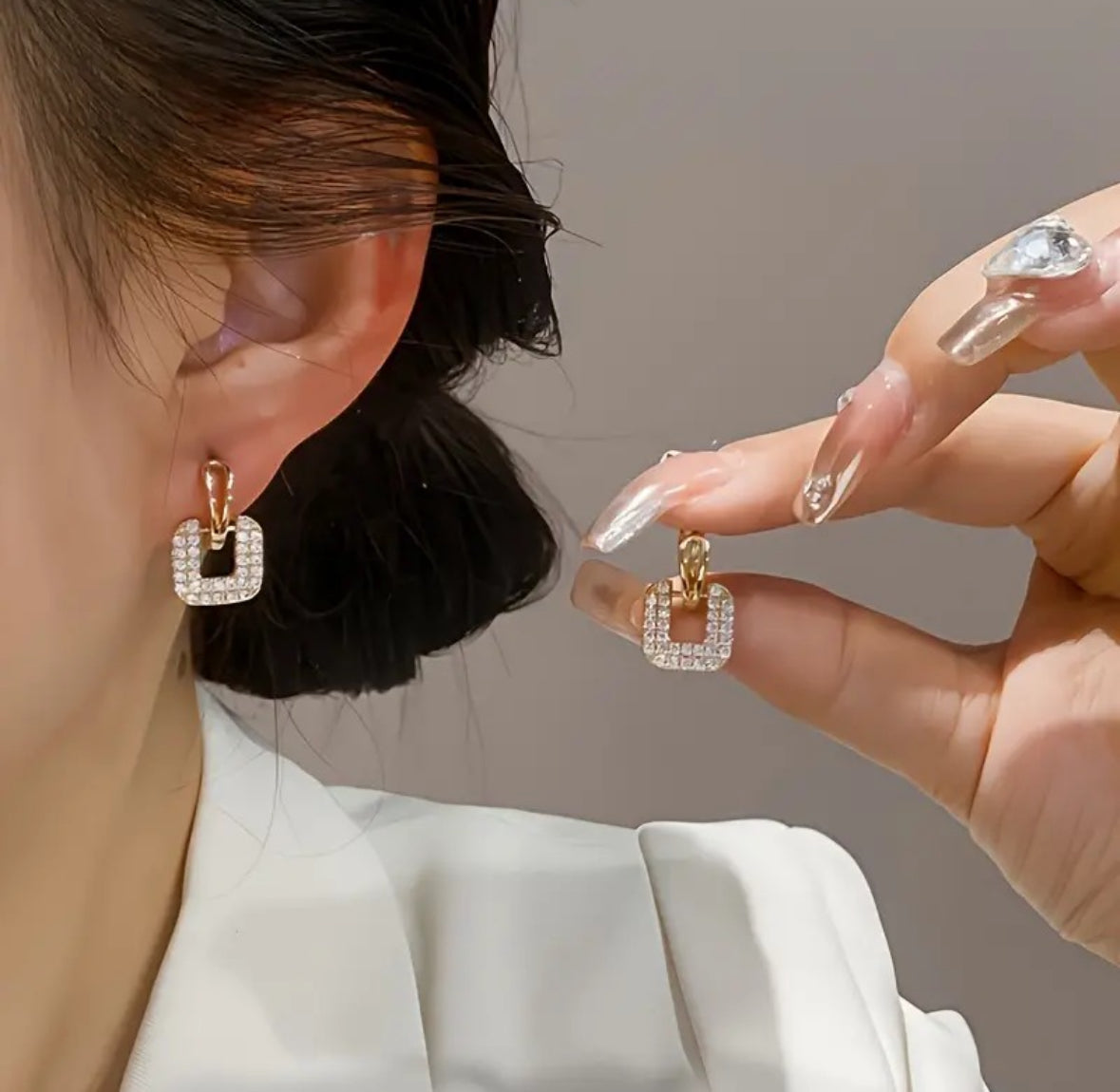 Square Crystal Drop Earrings