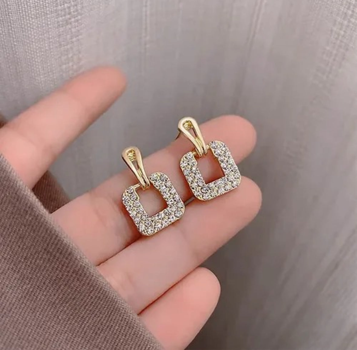 Square Crystal Drop Earrings