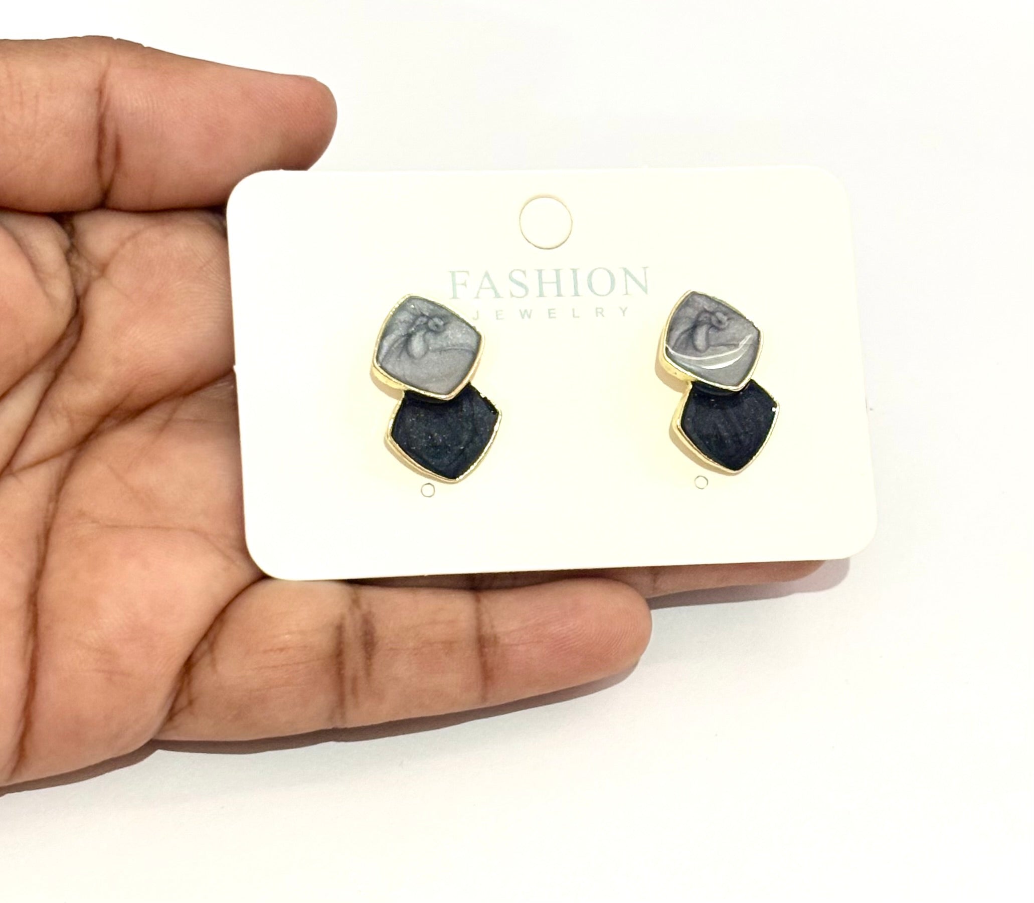 Abstract Black and Grey Geometric Earrings