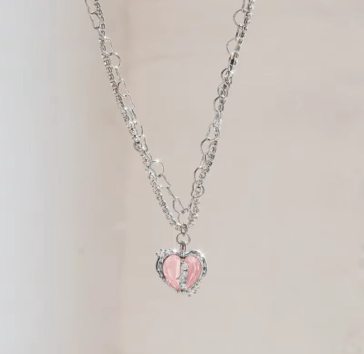 Y2K Pink Heart Necklace