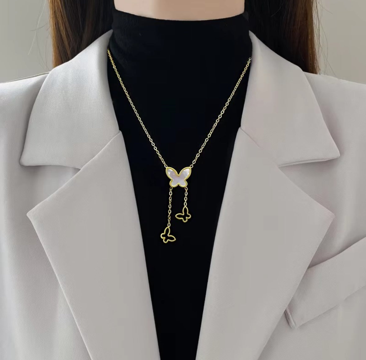 Gold Butterfly Y-Necklace