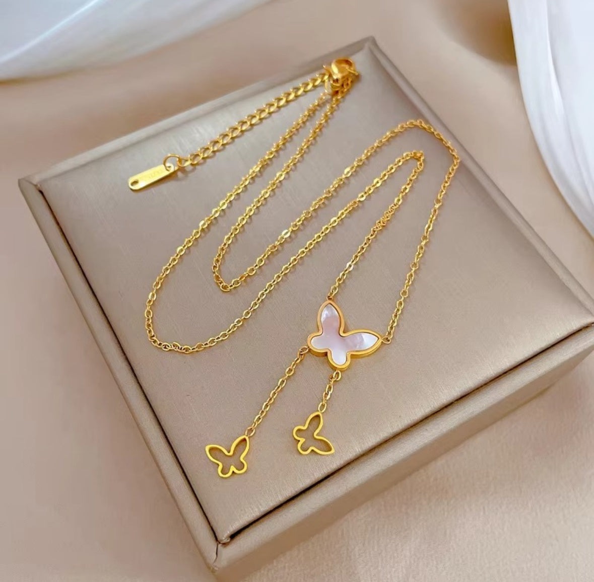 Gold Butterfly Y-Necklace