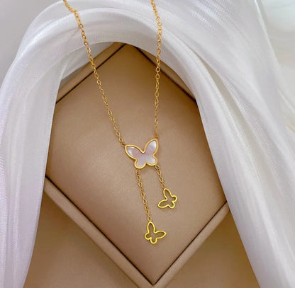 Gold Butterfly Y-Necklace