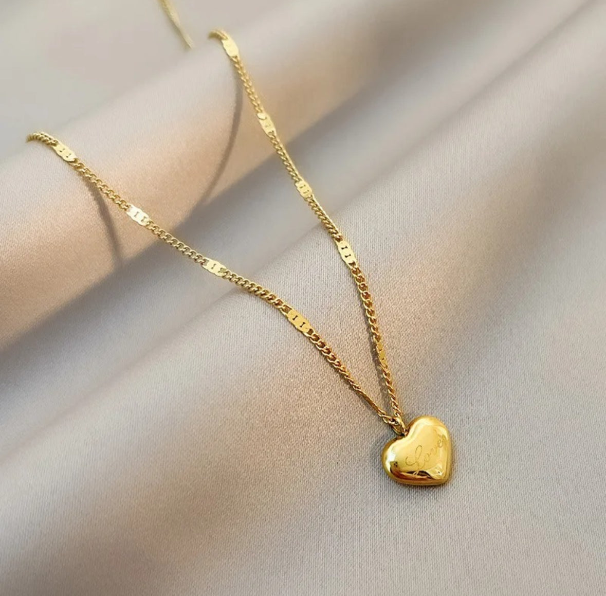 Engraved Gold Heart Necklace