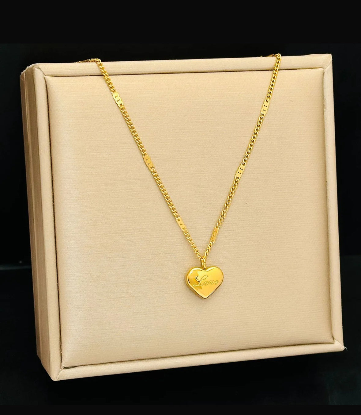Engraved Gold Heart Necklace