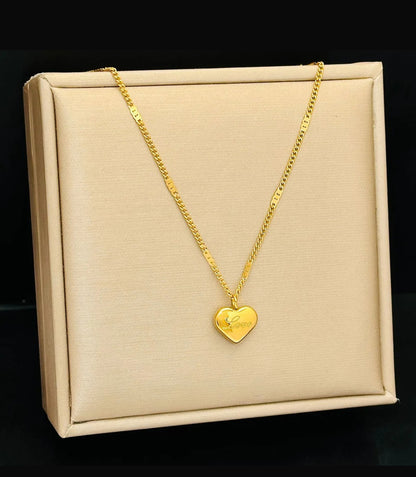 Engraved Gold Heart Necklace