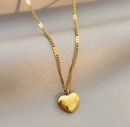 Engraved Gold Heart Necklace