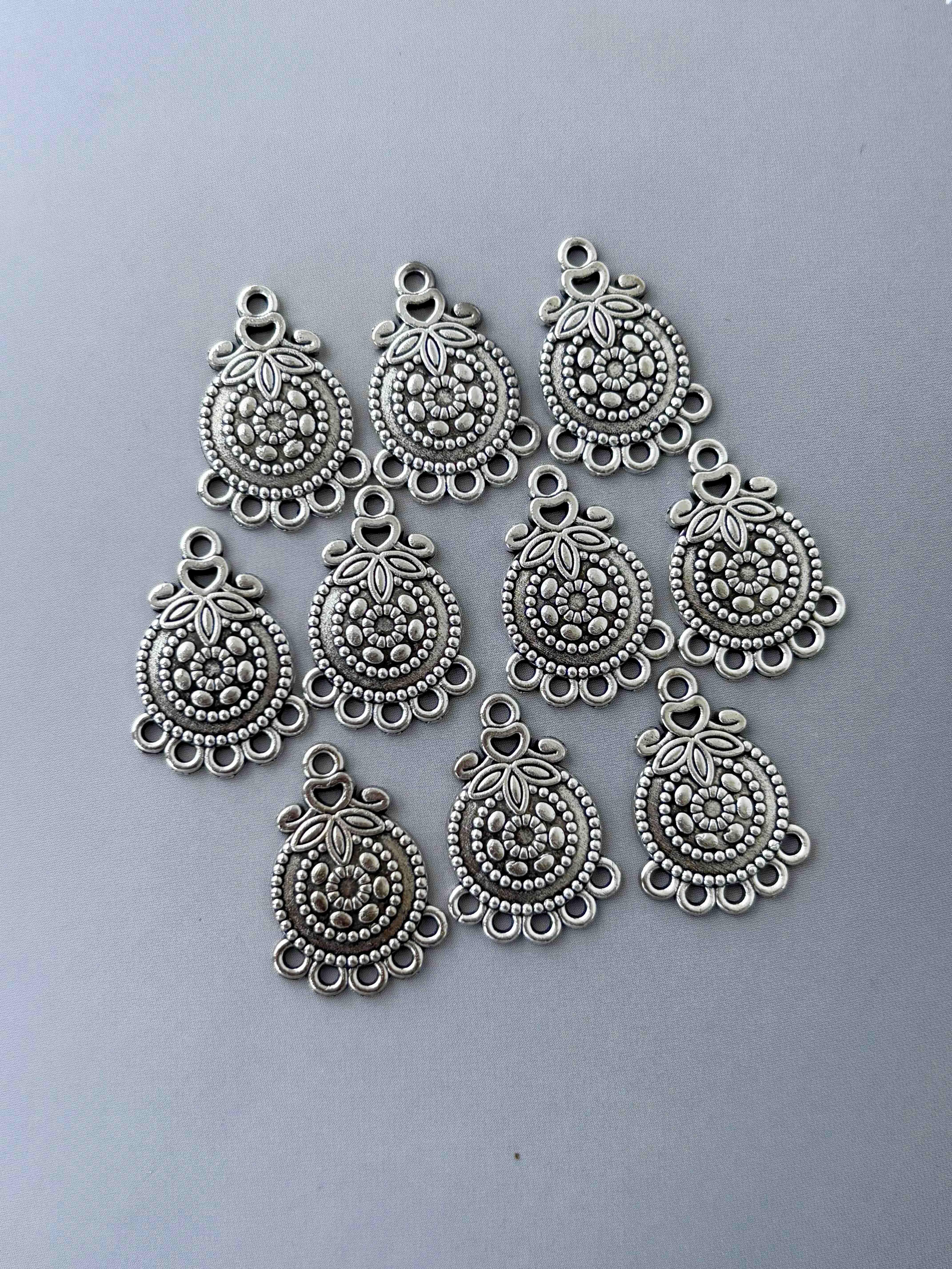 German Silver Floral Chandelier Connectors