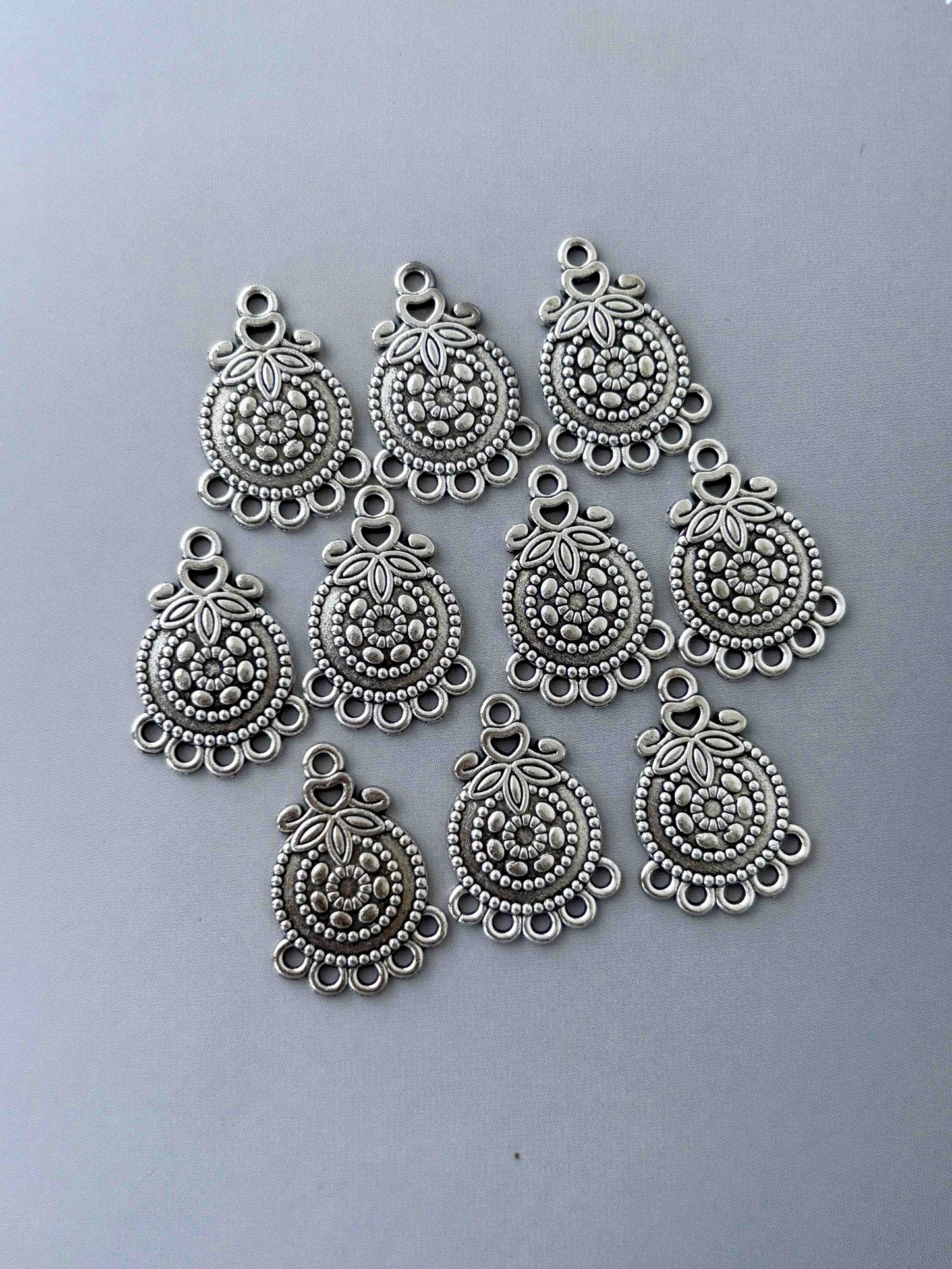 German Silver Floral Chandelier Connectors