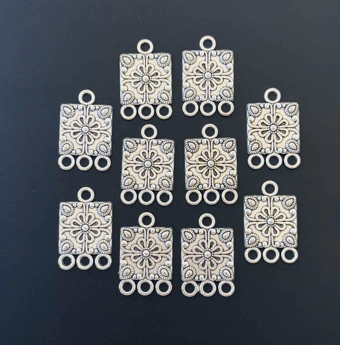 Oxidized Silver Square Connectors