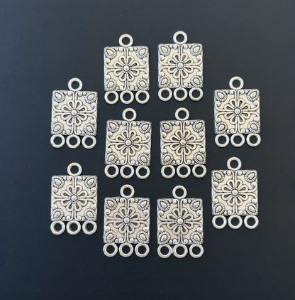 Oxidized Silver Square Connectors