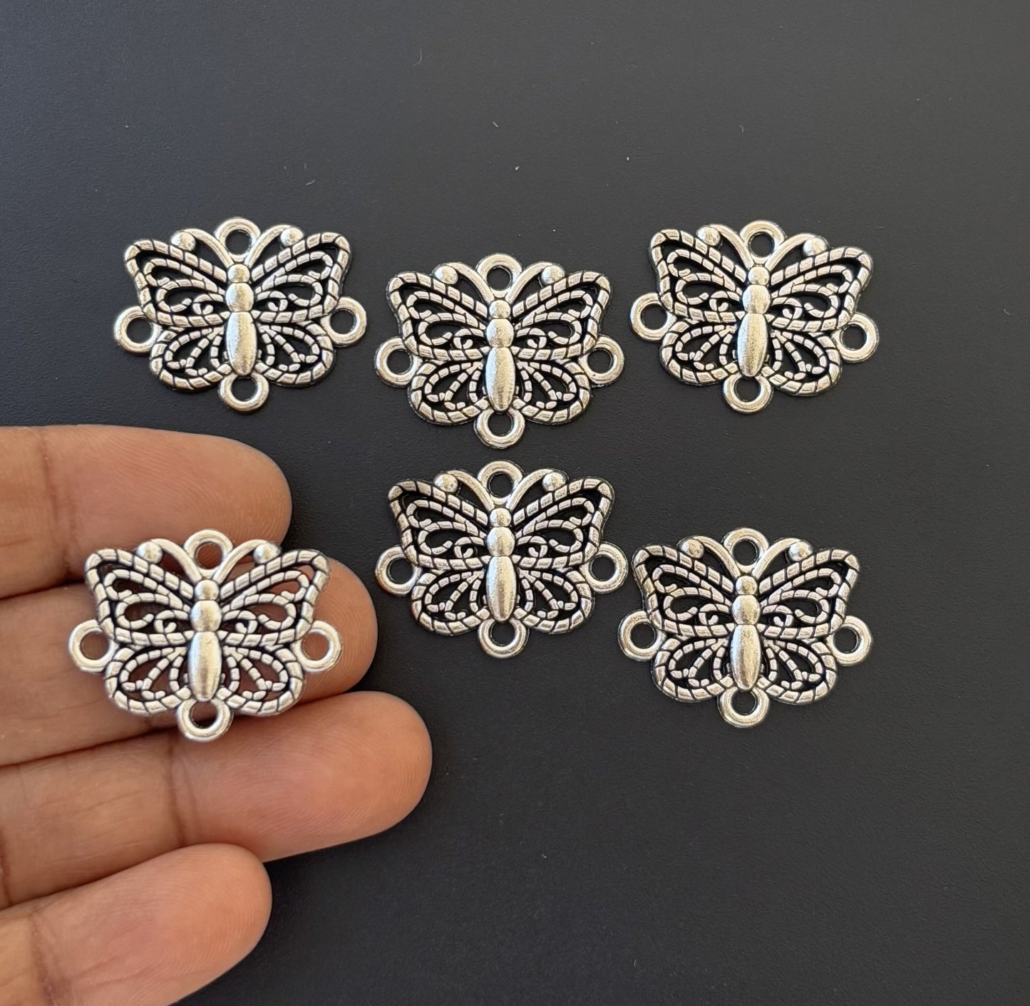 Antique Silver Filigree Butterfly Focal Link Connectors