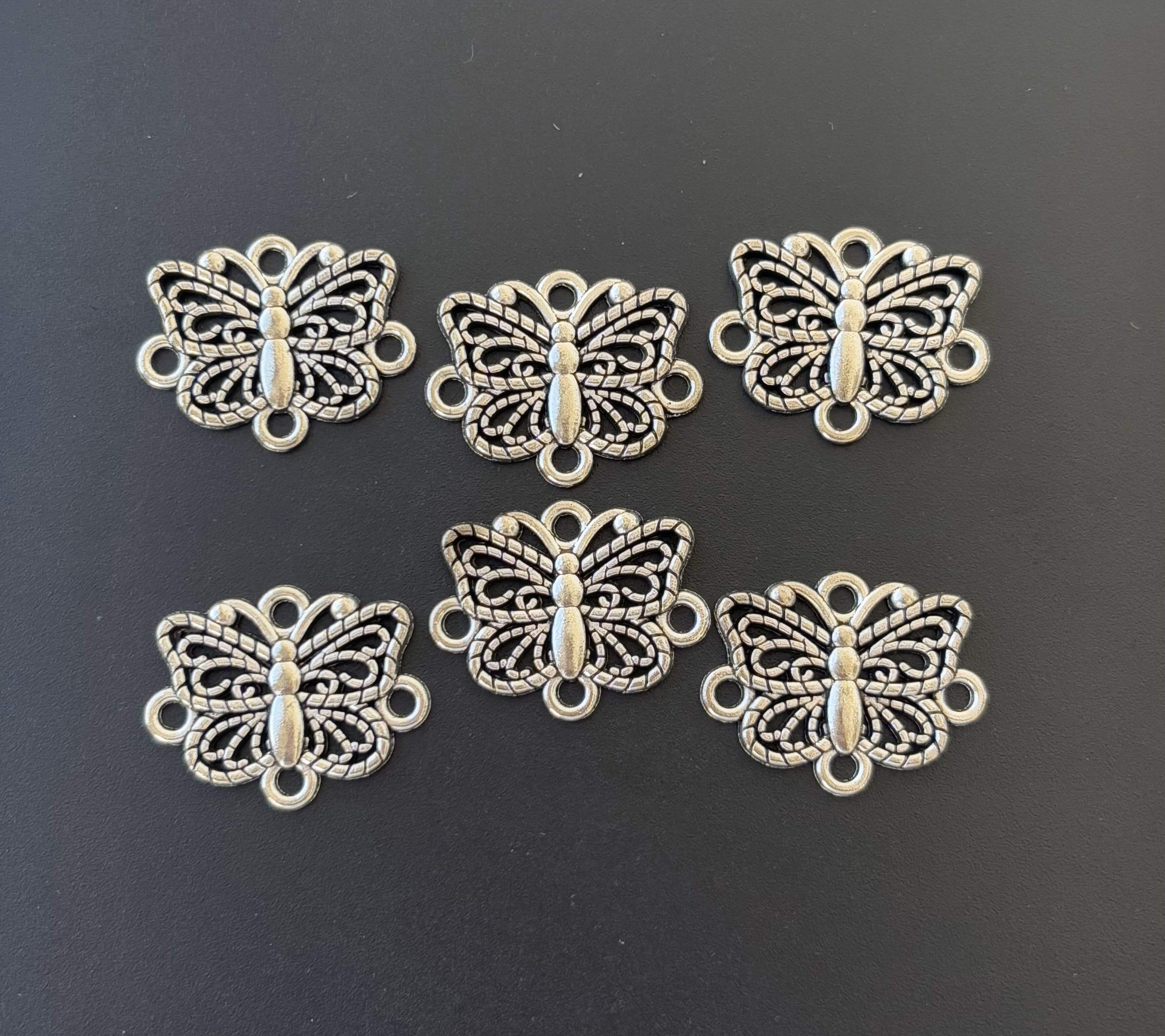 Antique Silver Filigree Butterfly Focal Link Connectors