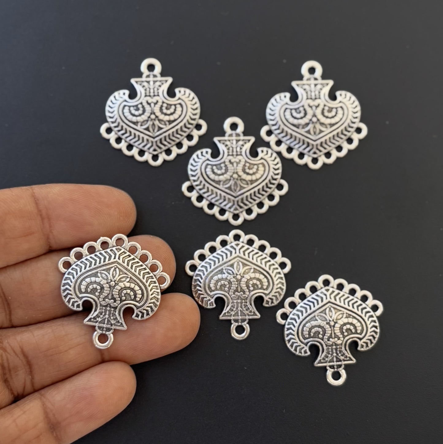 German Silver Ornate Earring Connectors