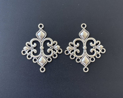 Antique Silver Tone Filigree Rhombus Connectors