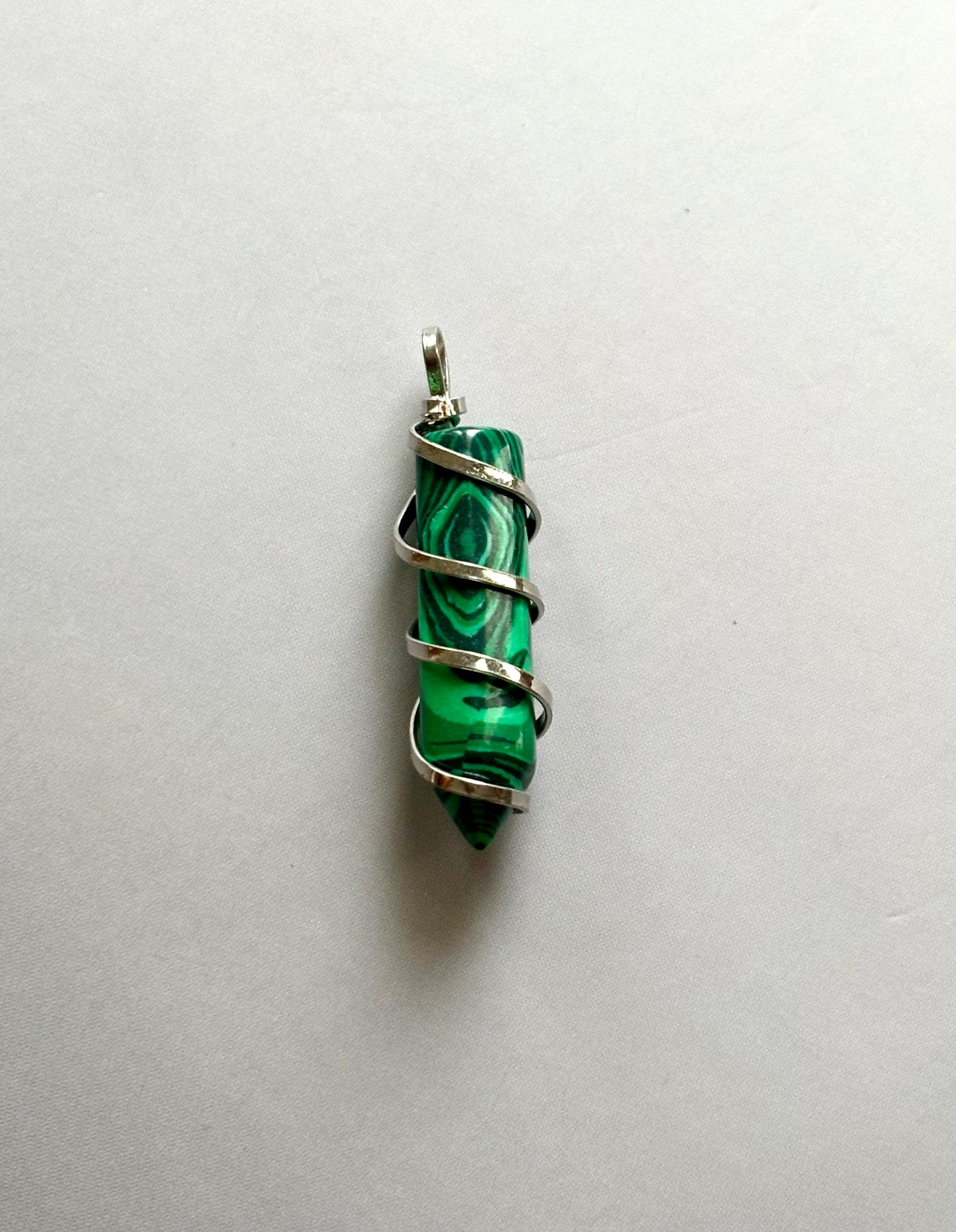 Elegant Malachite Crystal Point Pendant