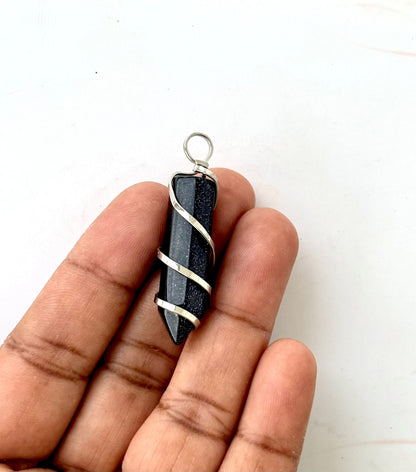 Blue Goldstone Point Pendant