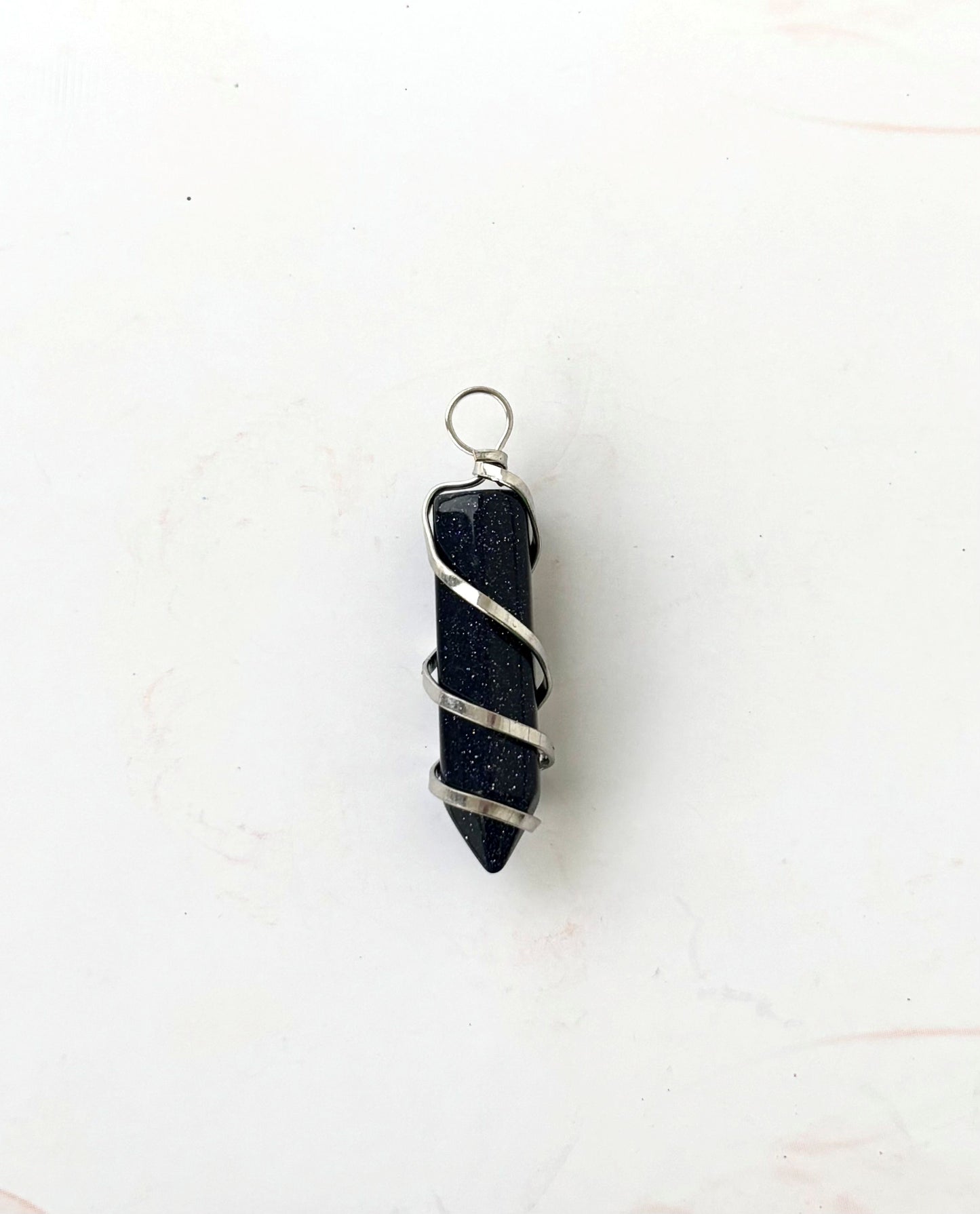 Blue Goldstone Point Pendant