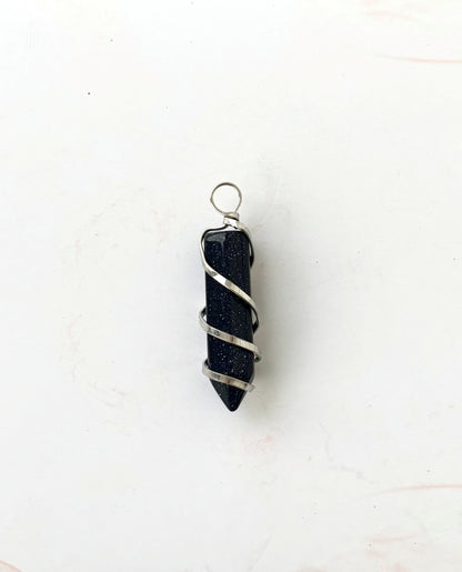 Blue Goldstone Point Pendant