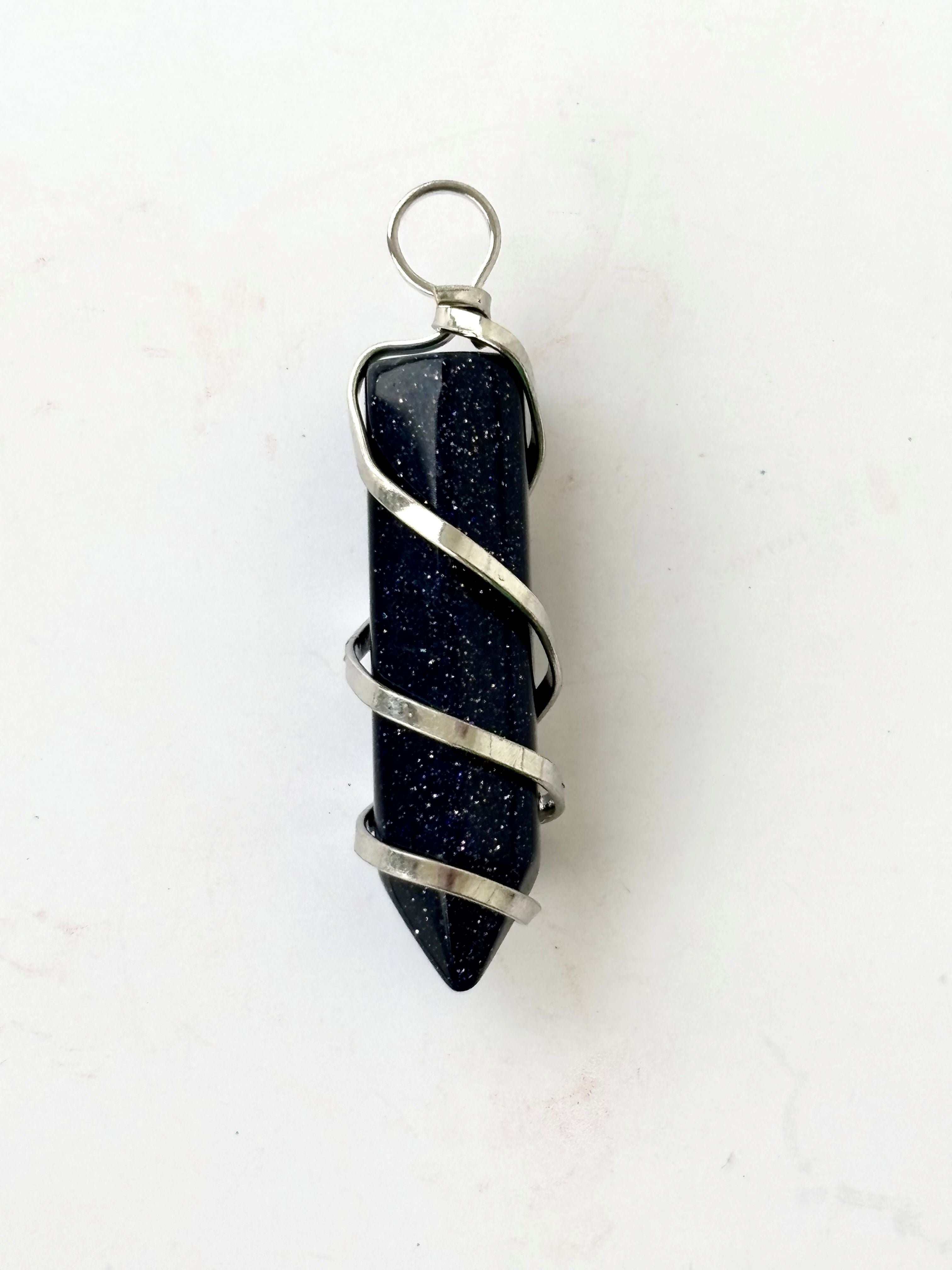 Blue Goldstone Point Pendant