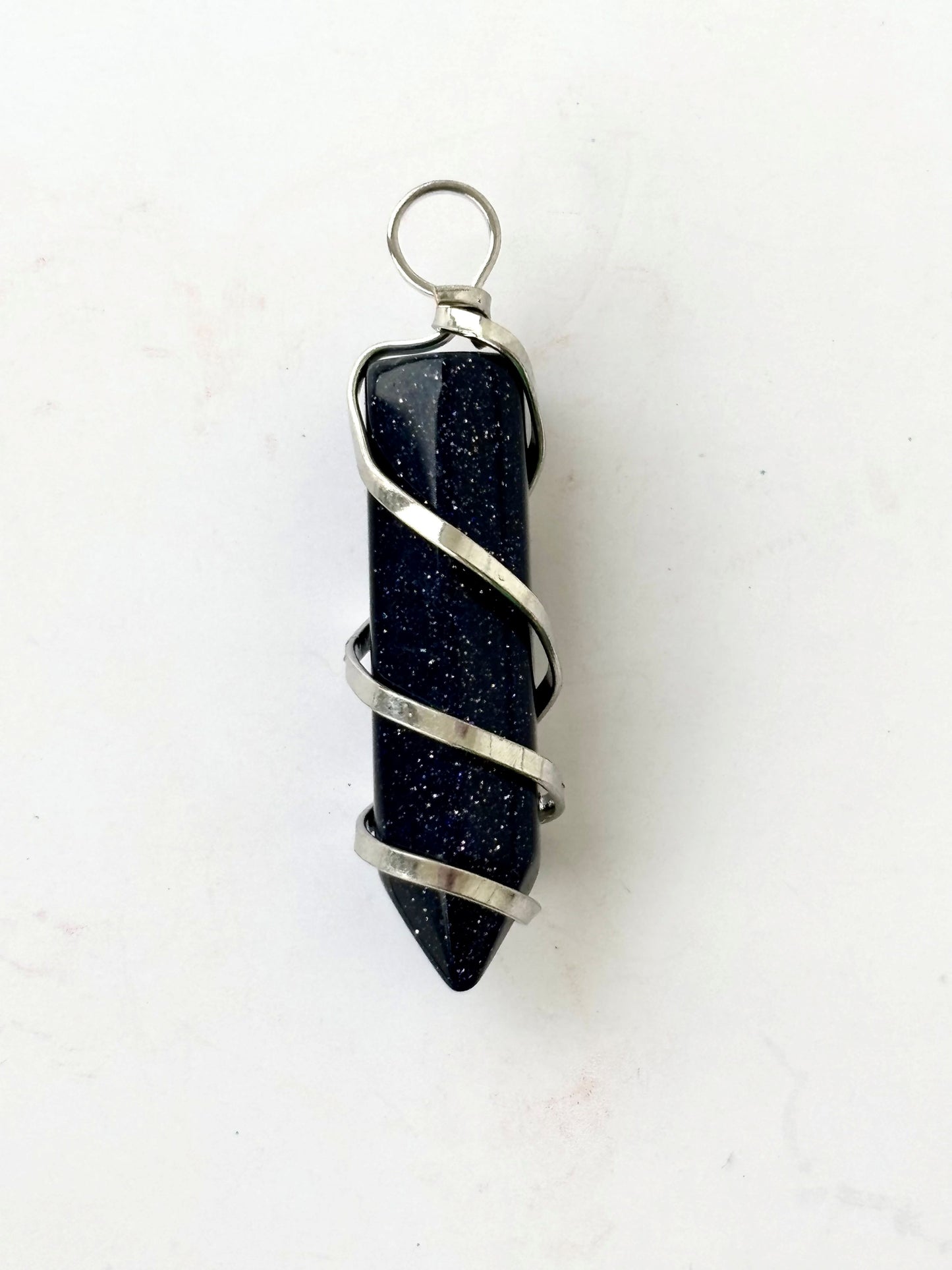 Blue Goldstone Point Pendant