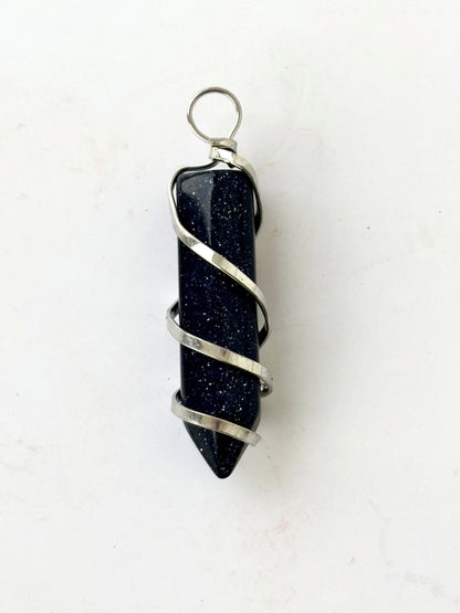 Blue Goldstone Point Pendant